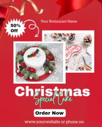 Red Joyful Christmas Cake Flyer  Instagram Portrait template
