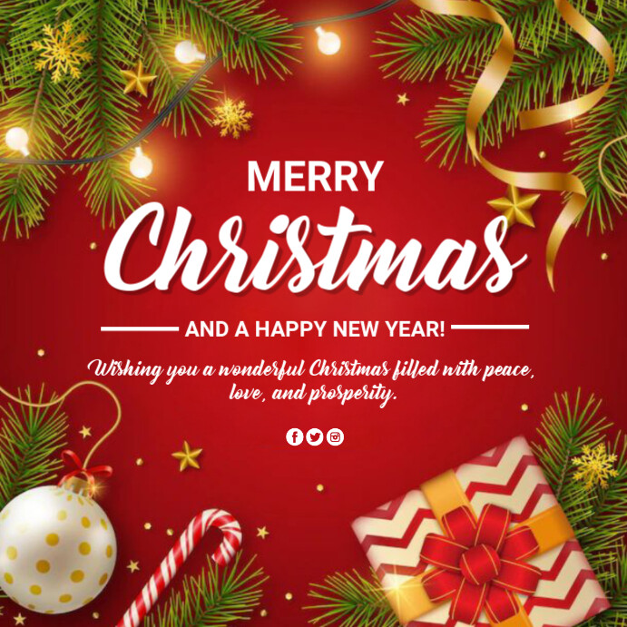 Copy of Red Joyful Christmas Card Instagram Post | PosterMyWall