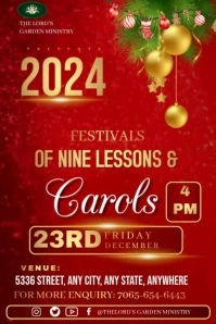 Red Joyful Christmas Carols Poster template