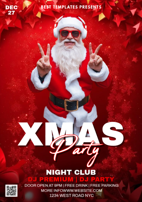 Red Joyful Christmas Celebration A4 Template | PosterMyWall