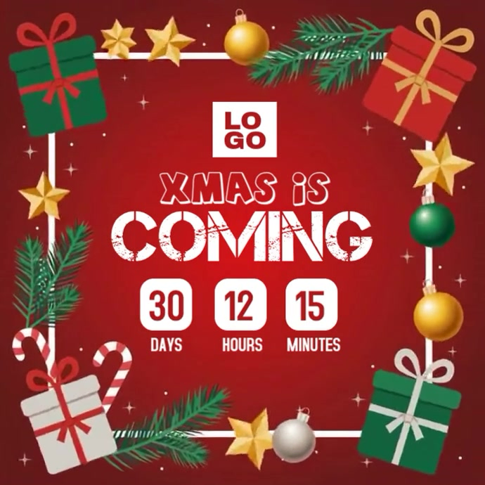 Red Joyful Christmas Coming Soon Countdown Instagram Post Template ...