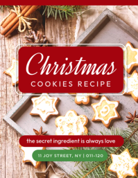 Red Joyful Christmas Cookies Recipe Flyer (US Letter) Pamflet (VSA Brief) template