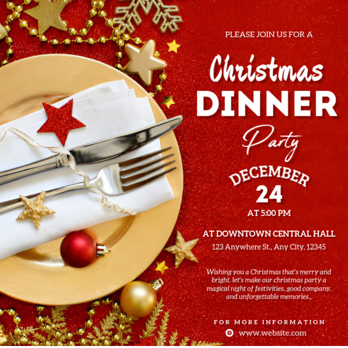 Copy of Red Joyful Christmas Dinner Instagram Post | PosterMyWall
