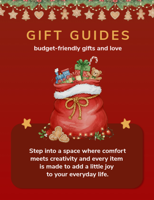 Red Joyful Christmas Gift Guide Flyer Template | PosterMyWall