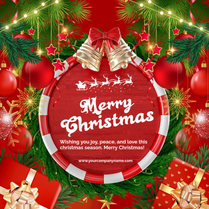 Red Joyful Christmas Greetings Instagram Post Template | PosterMyWall