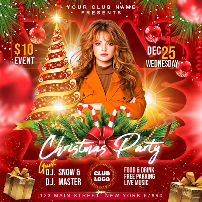 Red Joyful Christmas Instagram Post Template | PosterMyWall