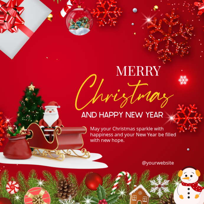 Red Joyful Christmas Instagram Post Template | PosterMyWall