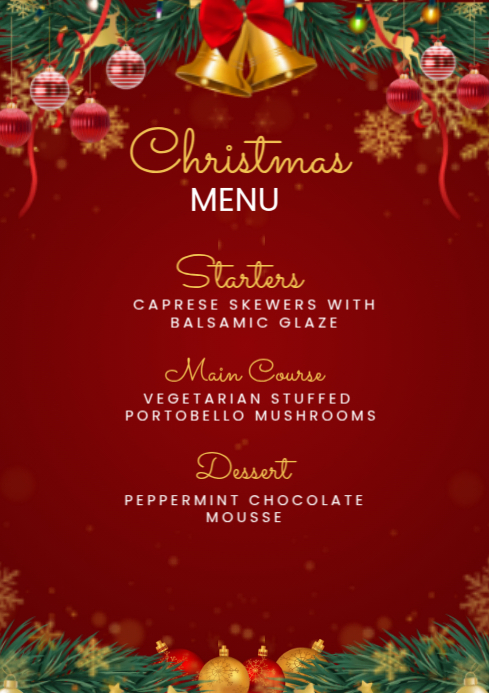 Red Joyful Christmas Menu A4 template