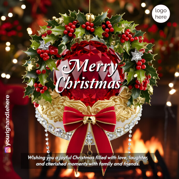 Copy of Red Joyful Christmas Ornament Instagram Post | PosterMyWall
