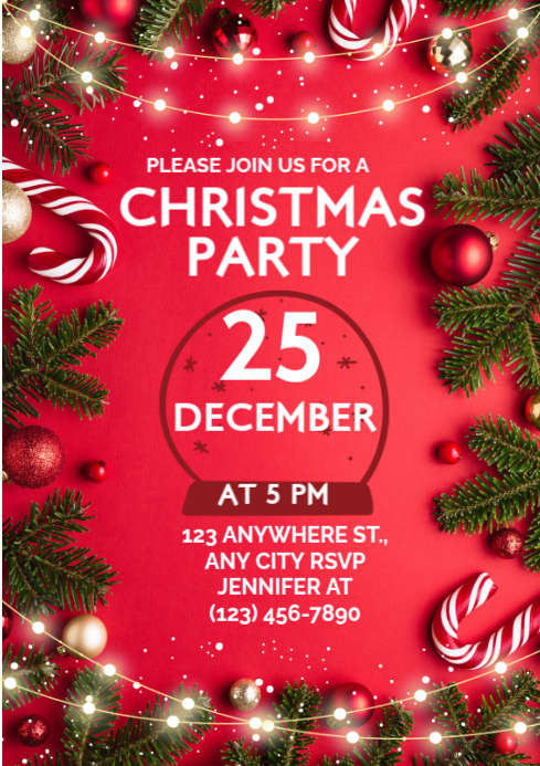 Christmas Party Invitation A4 Template | PosterMyWall