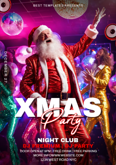 Copia de Red Joyful Christmas Party A4 | PosterMyWall