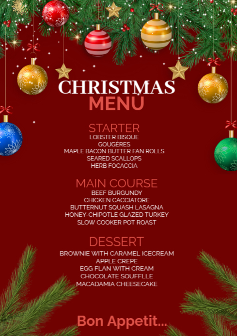 Red Joyful Christmas Party A4 Template | PosterMyWall