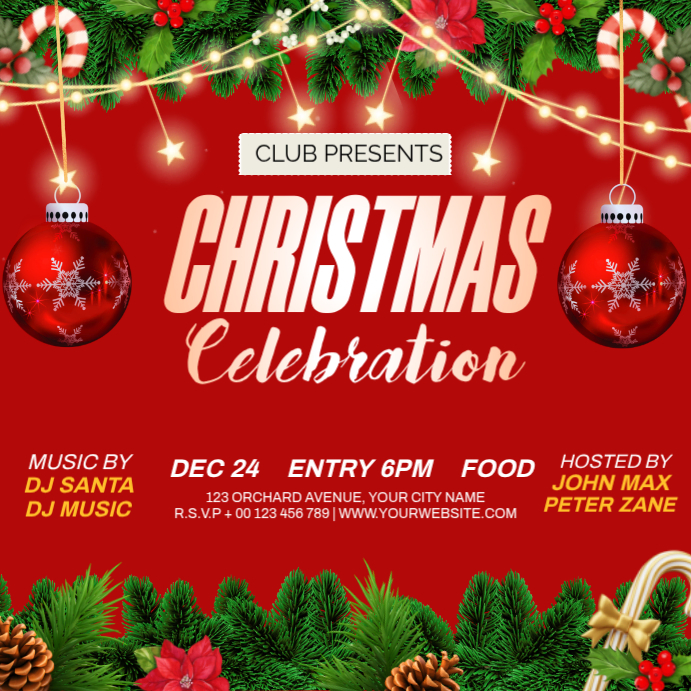 Plantilla de Red Joyful Christmas Party Instagram Post | PosterMyWall