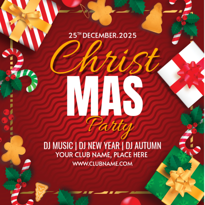 Red Joyful Christmas Party Instagram Post Template | PosterMyWall