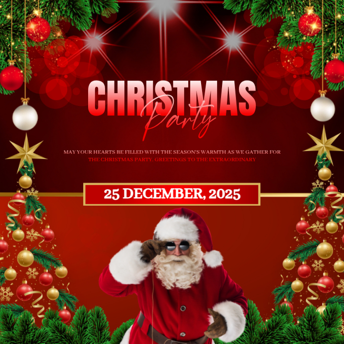 Red Joyful Christmas Party Instagram Post Template | PosterMyWall