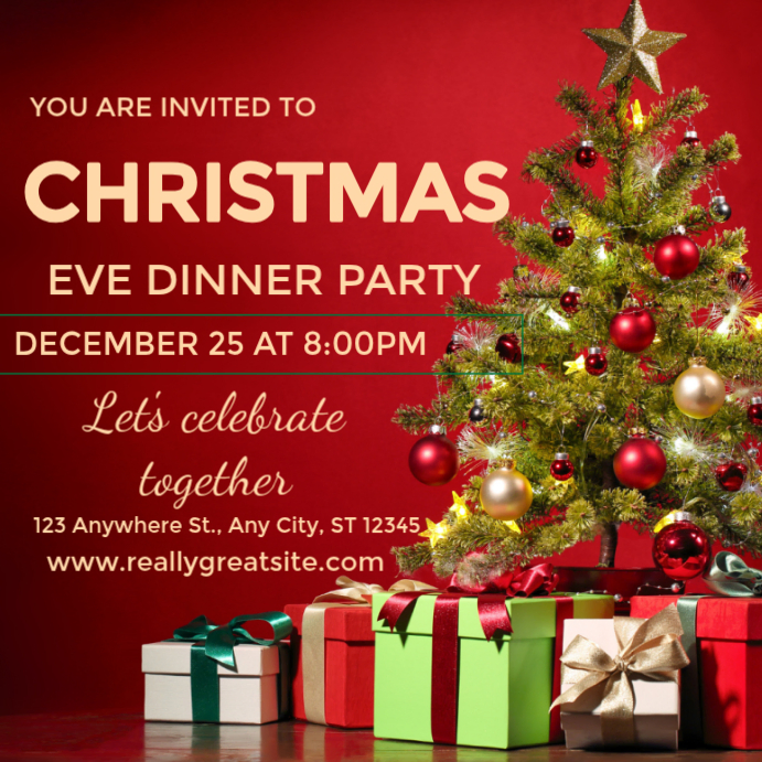 Plantilla de Red Joyful Christmas Party Instagram Post | PosterMyWall