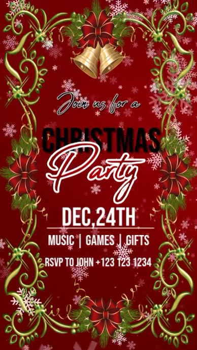 Red Joyful Christmas Party Instagram Reel Template | PosterMyWall