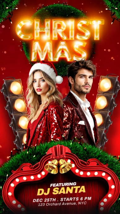 Red Joyful Christmas Party Instagram Story Template | PosterMyWall