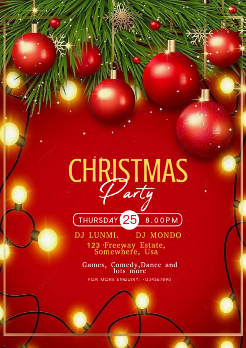 Red Christmas Party A4 Template | PosterMyWall