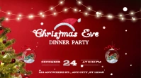 Red Joyful Christmas Party Invitation  Youtube Channel Cover Photo template
