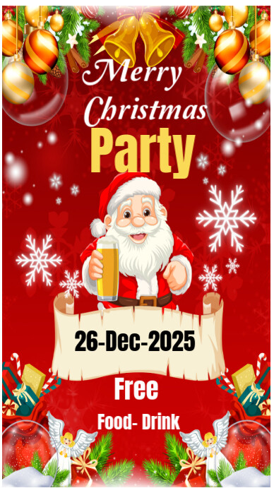 Red Joyful Christmas Party Poster Design Instagram Story Template ...
