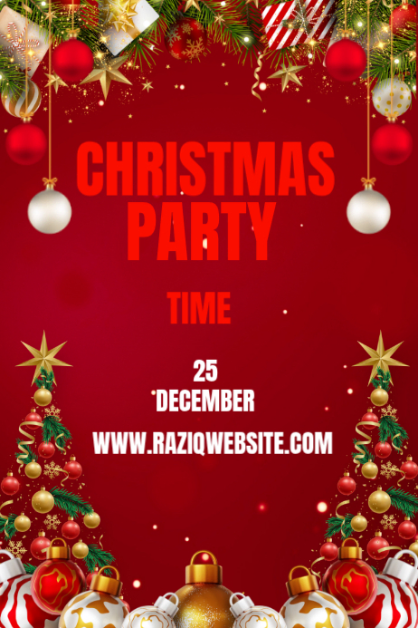 Red Joyful Christmas Party Poster Template | PosterMyWall