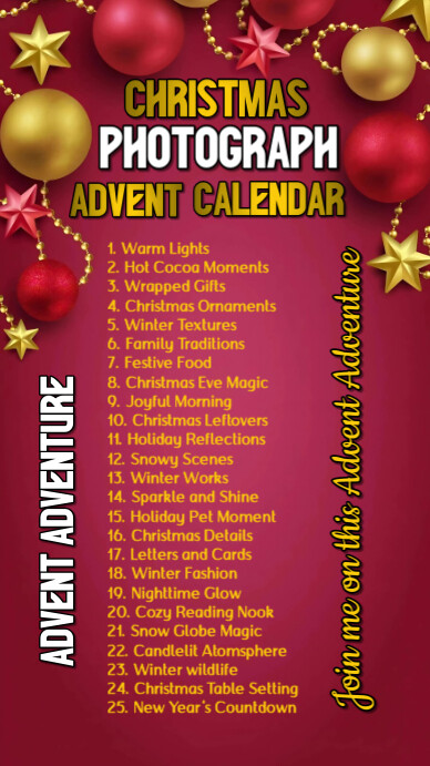 Red Joyful Christmas Photography Advent Calendar  Instagram Story Instagram-Story template