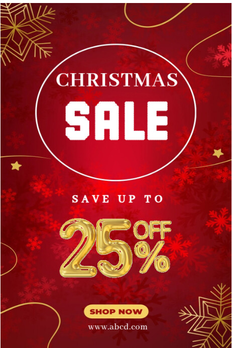 Red Joyful Christmas Sale Flyer Poster Cartaz template
