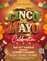 Red Joyful Cinco de Mayo Celebration Flyer template