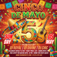 Red Joyful Cinco de Mayo Celebration Square Kwadrat (1:1) template