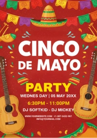Red Joyful  Cinco De Mayo Party A4 Template