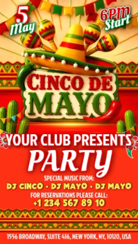 Red Joyful Cinco de Mayo Party Digital Display Video template
