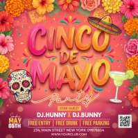 Red Joyful Cinco de Mayo Party Instagram Post Wpis na Instagrama template