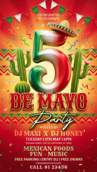 Red Joyful Cinco de Mayo Party Instagram Story Video template
