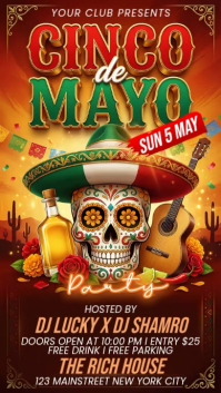 Red Joyful Cinco de Mayo Party Instagram Story Video template