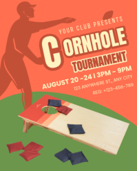 Red Cornhole Tournament Instagram Portrait Template