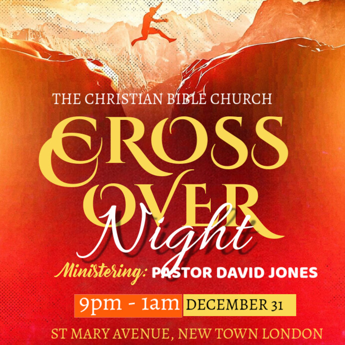 Copy of Red Joyful Cross Over Night Service Flyer Instagram Post ...