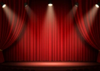 Red Joyful Curtain Stage Backdrop With Spotlights A6 template