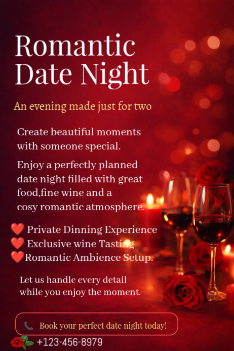 Plantilla de Red Joyful Date Night Poster | PosterMyWall