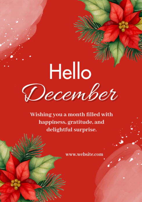 Red Joyful December A4 Template | PosterMyWall