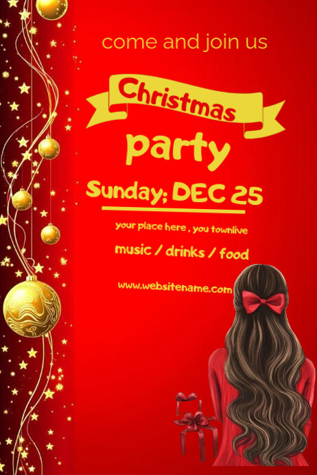 Red Joyful Design Style Christmas Party Poster Template | PosterMyWall