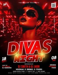 Red Joyful Divas Night Party Video Flyer Flyer (us Letter) template