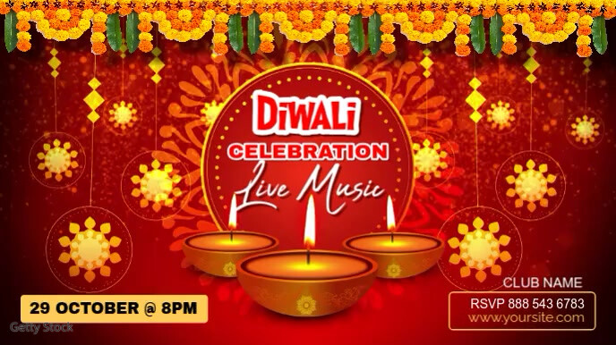 Red Joyful Diwali Party Digital Display (16:9) template