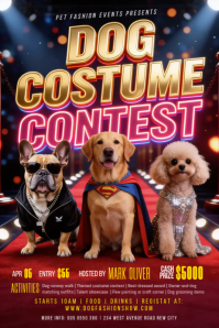 Red Joyful Dog Costume Contest Banner 4' × 6' template