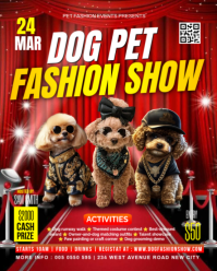 Red Joyful Dog Fashion Show Instagram Portrait template