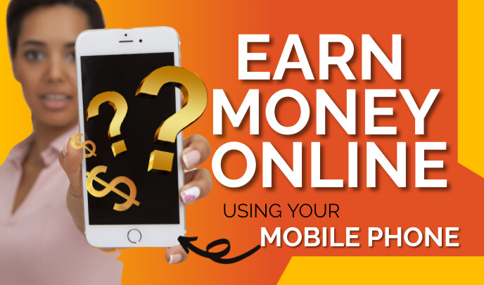 Red Joyful Earn Money Online Using Your Mobil Tag template