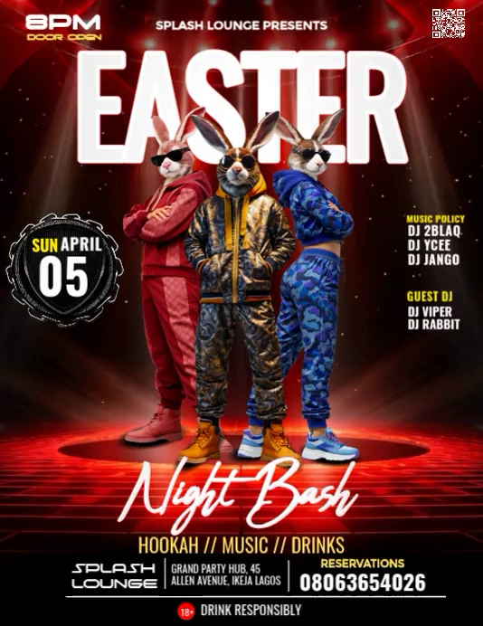 Red Joyful Easter Night Bash Flyer Video Template | PosterMyWall