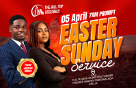 Red Joyful Easter Sunday Service Tabloid template
