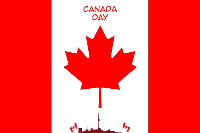 Red Joyful Editable Canada Flag Template | Maple Leaf National  Poster Плакат