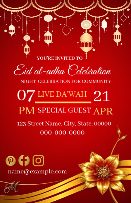 Red Joyful Eid Ul Adha Celebration Isigamu Sekhasi Ububanzi template